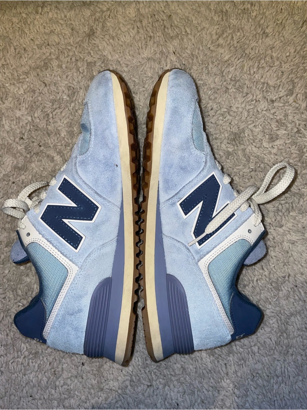 New Balance Men's Light Blue & Navy 574 Suede Sneakers
